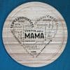 Herz aus Text Mama - Schneidebrett aus Bambus, 30 cm