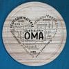 Herz aus Text Oma - Schneidebrett aus Bambus, 30 cm