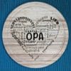 Herz aus Text Opa - Schneidebrett aus Bambus, 30 cm