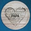 Herz aus Text Papa - Schneidebrett aus Bambus, 30 cm