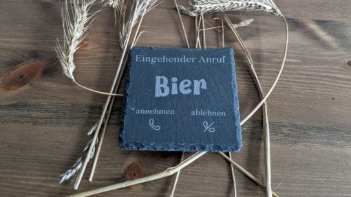 Schiefer Untersetzer: Eingehender Anruf Bier
